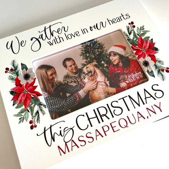 Love and Christmas in Massapequa Custom Photo Frame Holds 4x6 Picture - Picture 2 of 9